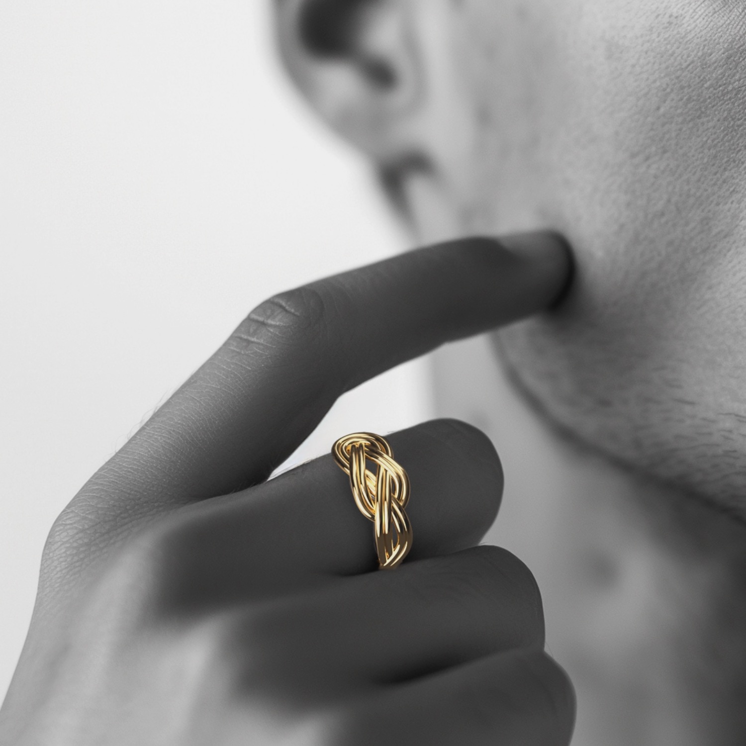Knot of Hercules Ring Yellow Gold Plated 925 Sterling Silver