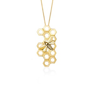 Honey Bee 2-in-1 Pendant & Brooch, Large, 18K Yellow Gold