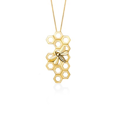 Honey Bee 2-in-1 Pendant & Brooch, Large, 14K Yellow Gold
