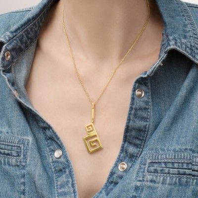 Meander Pendant, 14K Yellow Gold 