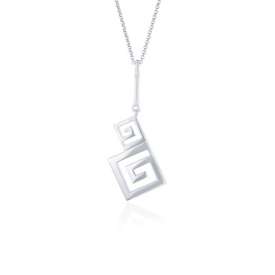 Meander Pendant, 18K White Gold