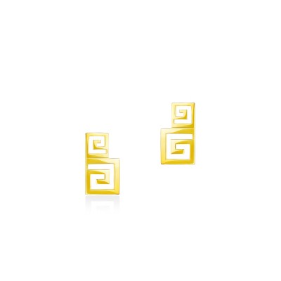 Meander Stud Earrings, 18K Yellow Gold