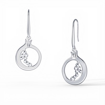 Pomegranate Drop Earrings, 925° Sterling Silver