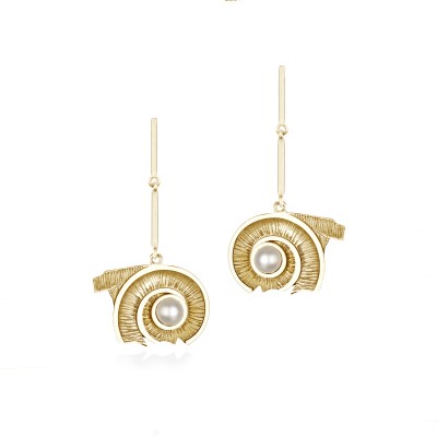 Spiral of Life Double Drop Earrings, 14K Yellow Gold