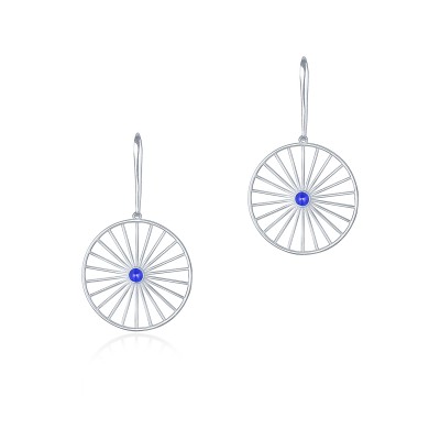 Wheel of Fortune Drop Earrings, 18K White Gold