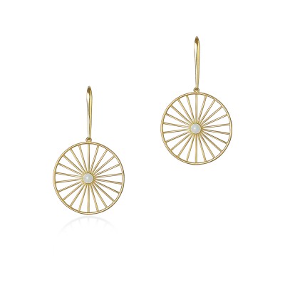 Wheel of Fortune Drop Earrings, 14K Yellow Gold