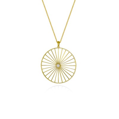 Wheel of Fortune Pendant, Yellow Gold Plated 925° Sterling Silver, Large